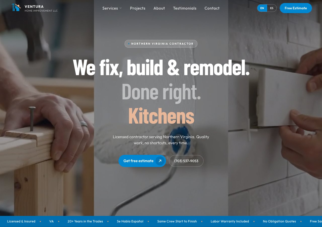 Ventura Home Improvement — website by LevelUp Local